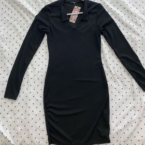 Black long sleeve mini dress